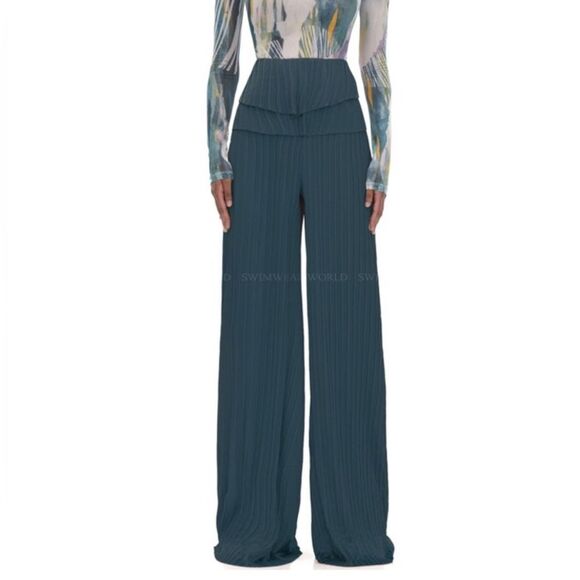 ANDREA IYAMAH LINEA Green PLEATED PANTS(Size Small) - Picture 1 of 8